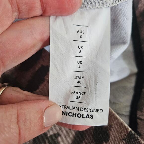 Nicholas Leopard Print Mini Dress Size US 4 Bodycon Tank Denim Cotton Blend - Picture 5 of 8